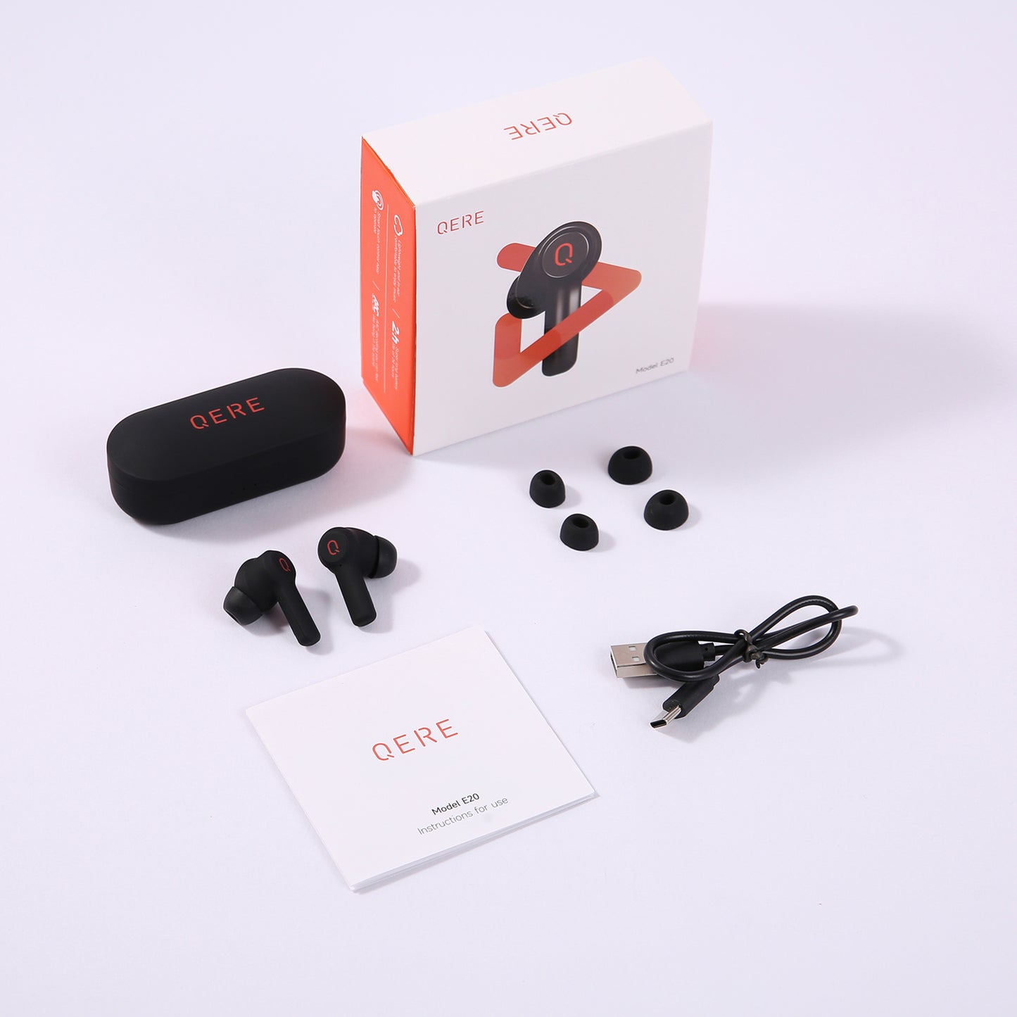 QERE E 20 Drahtlose Kopfhörer, NEUE TWS Bluetooth 5.3,HD Mikrofon, HIFI Kopfhörer